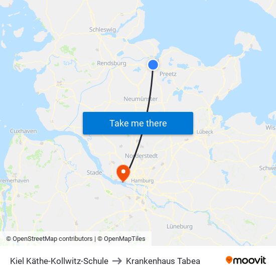 Kiel Käthe-Kollwitz-Schule to Krankenhaus Tabea map