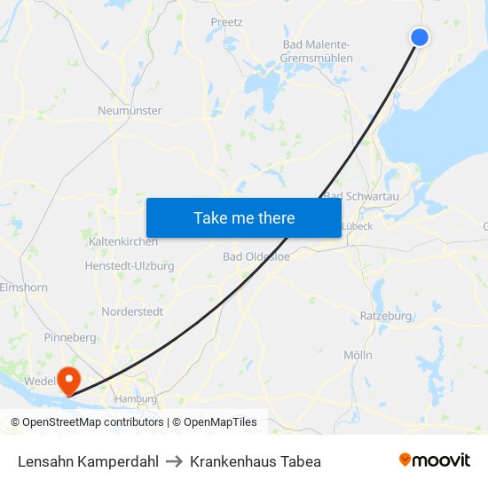 Lensahn Kamperdahl to Krankenhaus Tabea map