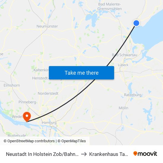 Neustadt In Holstein Zob/Bahnhof to Krankenhaus Tabea map