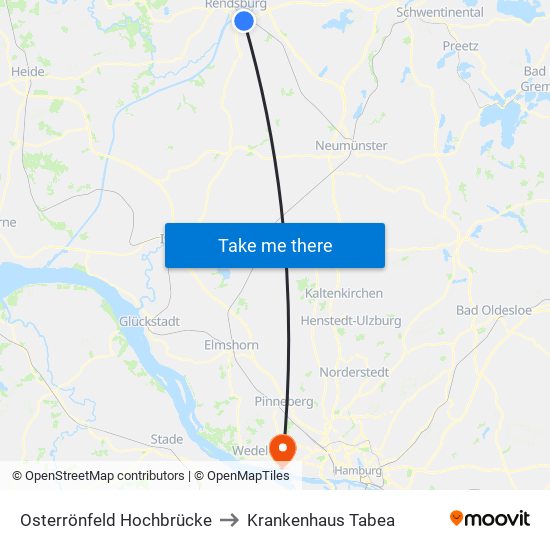 Osterrönfeld Hochbrücke to Krankenhaus Tabea map