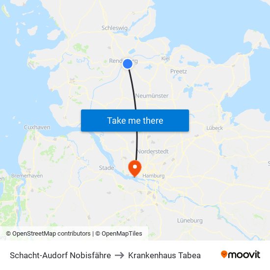 Schacht-Audorf Nobisfähre to Krankenhaus Tabea map