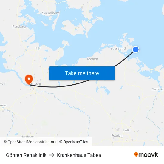 Göhren Rehaklinik to Krankenhaus Tabea map