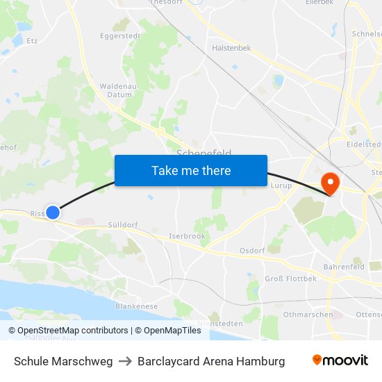 Schule Marschweg to Barclaycard Arena Hamburg map