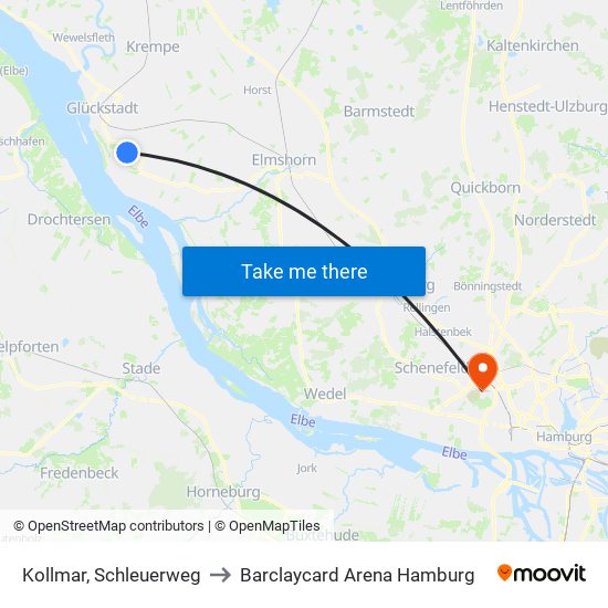 Kollmar, Schleuerweg to Barclaycard Arena Hamburg map