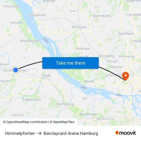 Himmelpforten to Barclaycard Arena Hamburg map