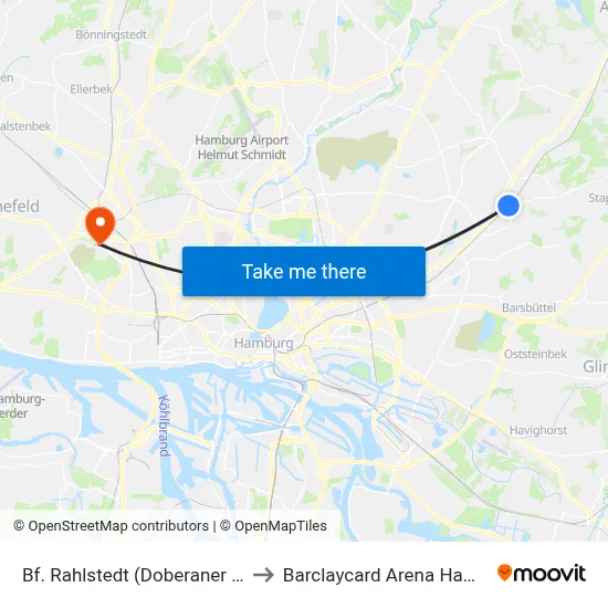 Bf. Rahlstedt (Doberaner Weg) to Barclaycard Arena Hamburg map