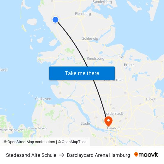 Stedesand Alte Schule to Barclaycard Arena Hamburg map