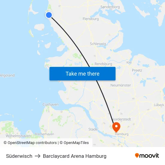 Süderwisch to Barclaycard Arena Hamburg map