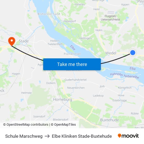 Schule Marschweg to Elbe Kliniken Stade-Buxtehude map