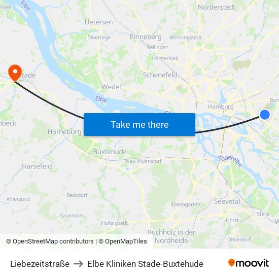 Liebezeitstraße to Elbe Kliniken Stade-Buxtehude map
