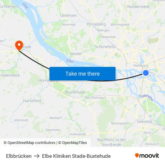 Elbbrücken to Elbe Kliniken Stade-Buxtehude map