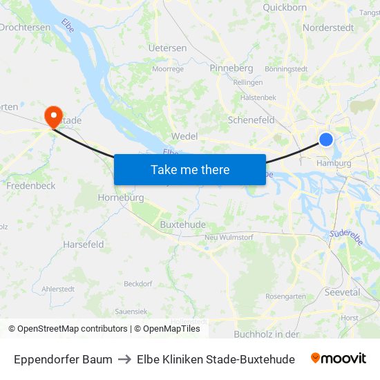 Eppendorfer Baum to Elbe Kliniken Stade-Buxtehude map