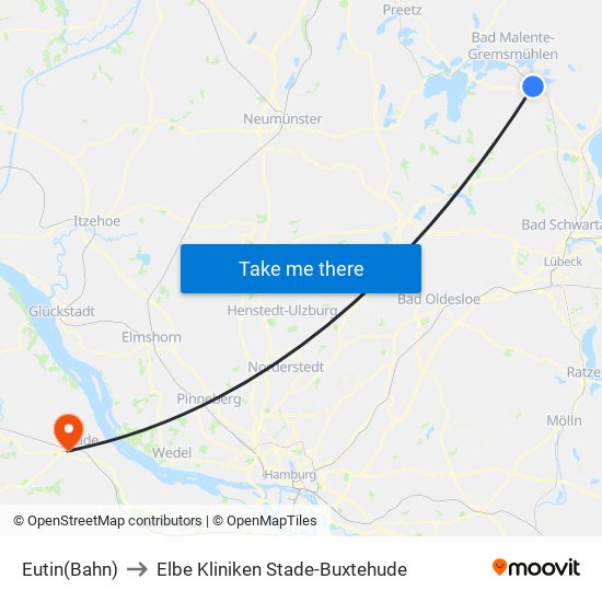 Eutin(Bahn) to Elbe Kliniken Stade-Buxtehude map
