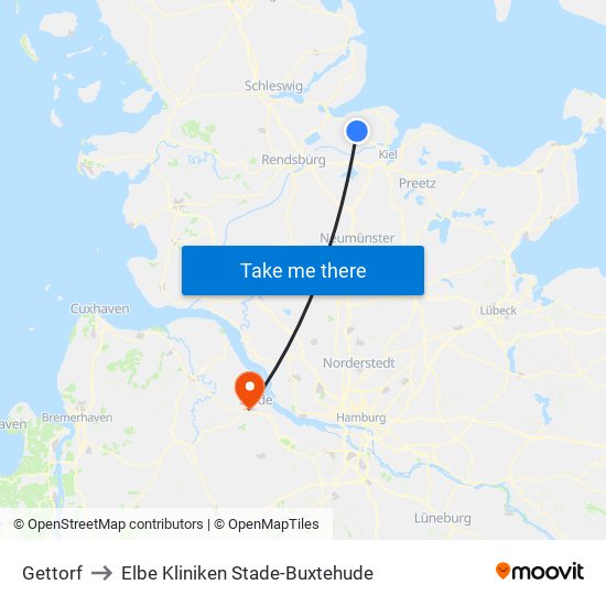Gettorf to Elbe Kliniken Stade-Buxtehude map