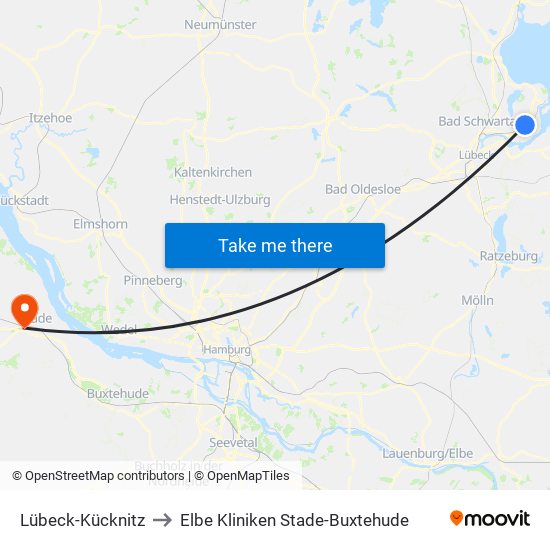 Lübeck-Kücknitz to Elbe Kliniken Stade-Buxtehude map