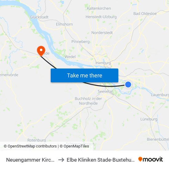 Neuengammer Kirche to Elbe Kliniken Stade-Buxtehude map