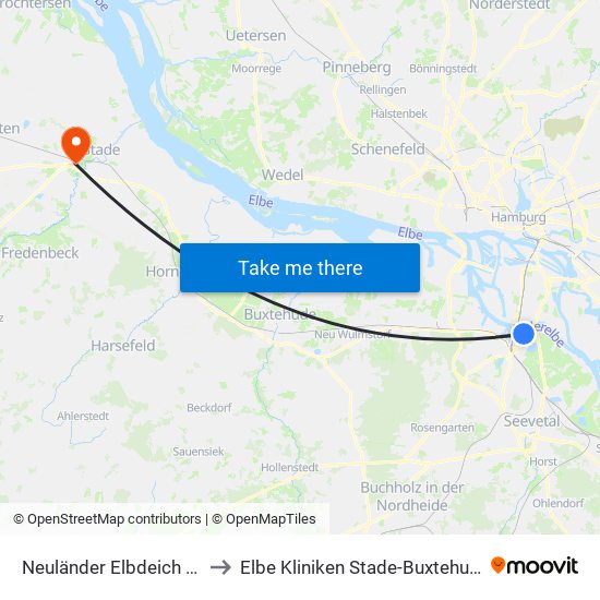 Neuländer Elbdeich 76 to Elbe Kliniken Stade-Buxtehude map