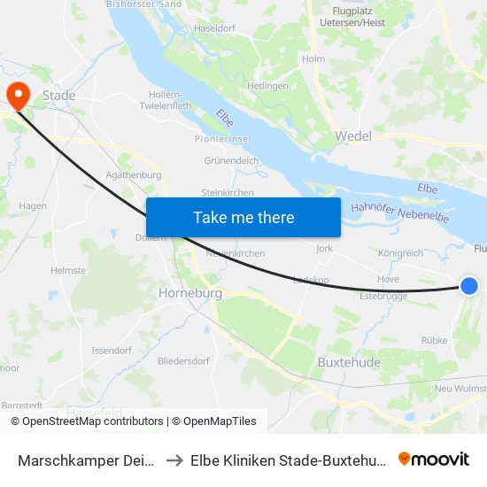 Marschkamper Deich to Elbe Kliniken Stade-Buxtehude map