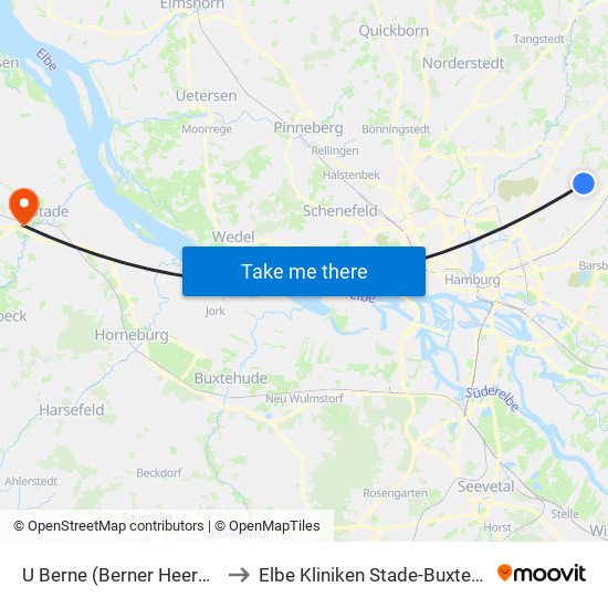 U Berne (Berner Heerweg) to Elbe Kliniken Stade-Buxtehude map