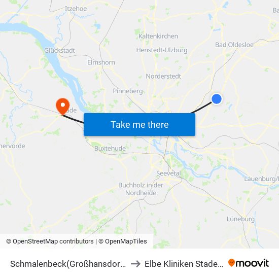 Schmalenbeck(Großhansdorf) Schulzentrum to Elbe Kliniken Stade-Buxtehude map