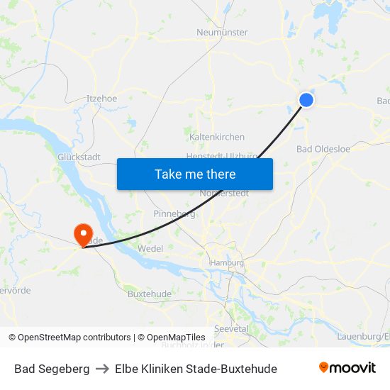 Bad Segeberg to Elbe Kliniken Stade-Buxtehude map