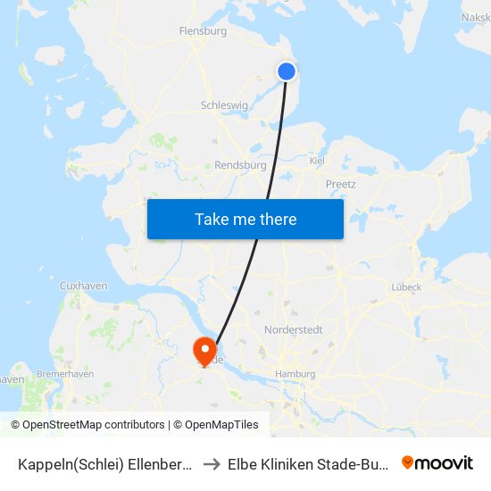 Kappeln(Schlei) Ellenberg/Markt to Elbe Kliniken Stade-Buxtehude map