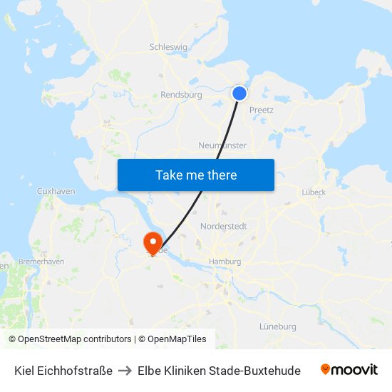 Kiel Eichhofstraße to Elbe Kliniken Stade-Buxtehude map