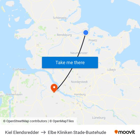 Kiel Elendsredder to Elbe Kliniken Stade-Buxtehude map