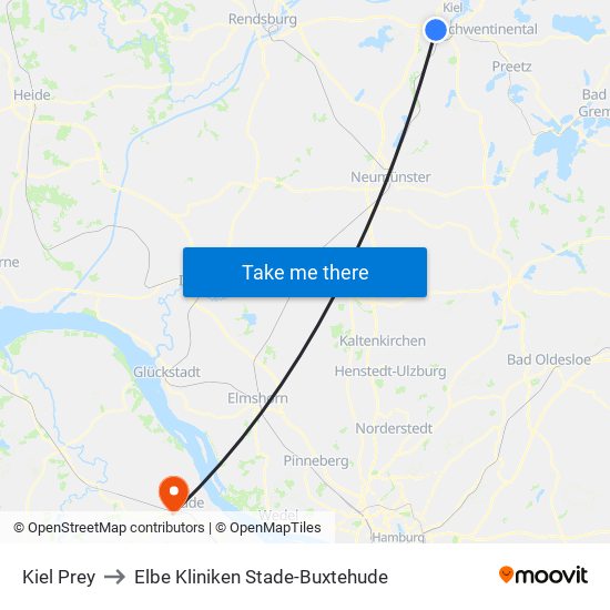 Kiel Prey to Elbe Kliniken Stade-Buxtehude map