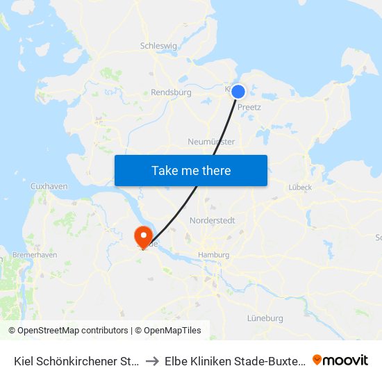 Kiel Schönkirchener Straße to Elbe Kliniken Stade-Buxtehude map