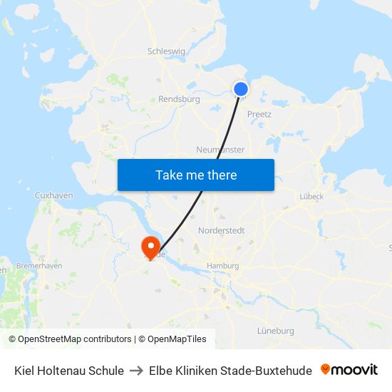 Kiel Holtenau Schule to Elbe Kliniken Stade-Buxtehude map