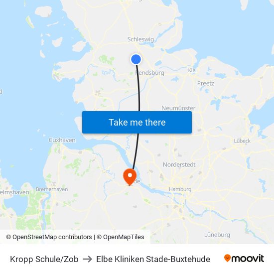 Kropp Schule/Zob to Elbe Kliniken Stade-Buxtehude map