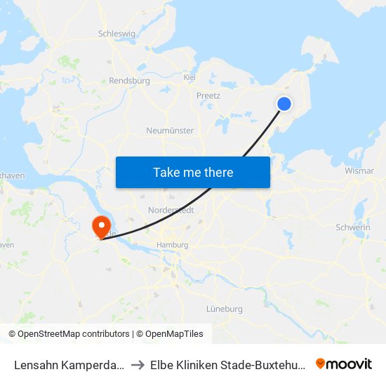 Lensahn Kamperdahl to Elbe Kliniken Stade-Buxtehude map
