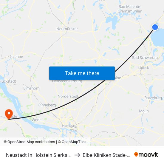 Neustadt In Holstein Sierksdorfer Straße to Elbe Kliniken Stade-Buxtehude map