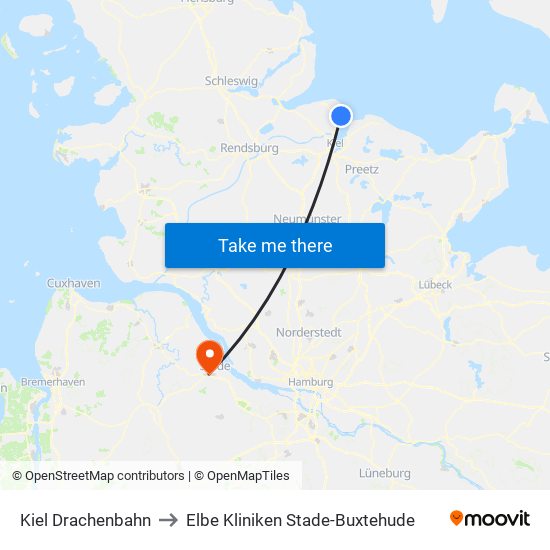 Kiel Drachenbahn to Elbe Kliniken Stade-Buxtehude map