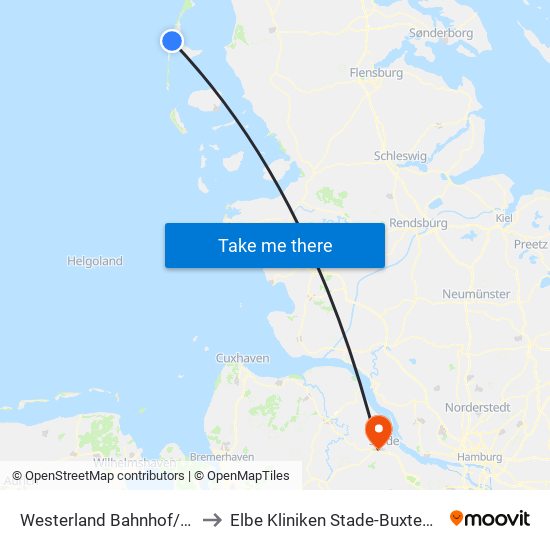 Westerland Bahnhof/Zob to Elbe Kliniken Stade-Buxtehude map