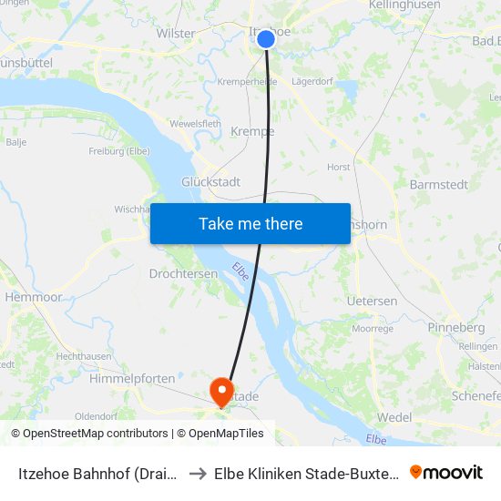 Itzehoe Bahnhof (Draisine) to Elbe Kliniken Stade-Buxtehude map