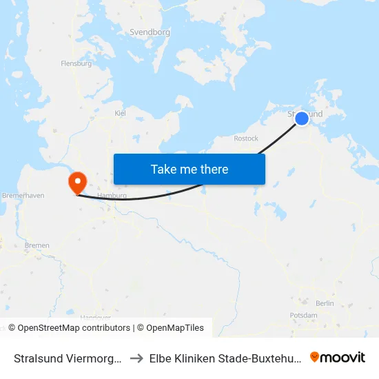 Stralsund Viermorgen to Elbe Kliniken Stade-Buxtehude map