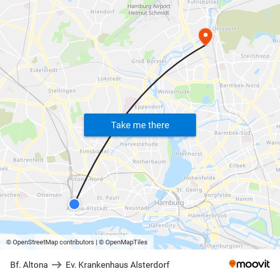 Bf. Altona to Ev. Krankenhaus Alsterdorf map