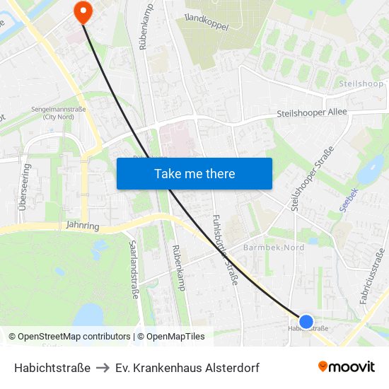 Habichtstraße to Ev. Krankenhaus Alsterdorf map