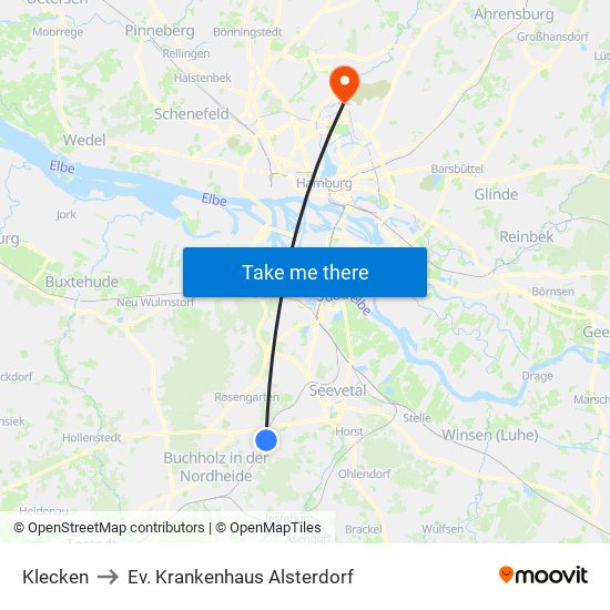 Klecken to Ev. Krankenhaus Alsterdorf map