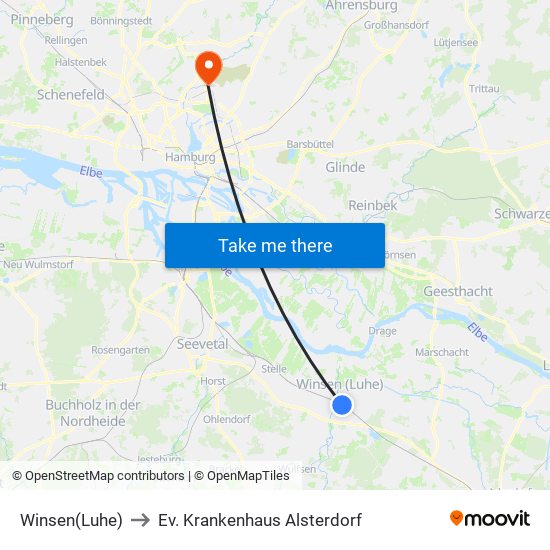 Winsen(Luhe) to Ev. Krankenhaus Alsterdorf map