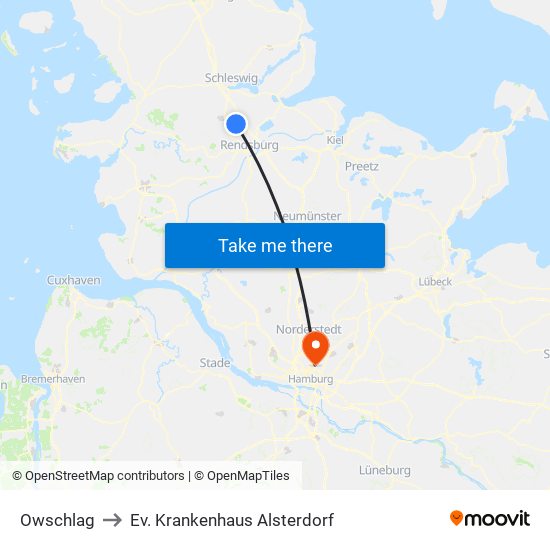 Owschlag to Ev. Krankenhaus Alsterdorf map