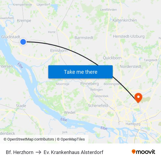 Bf. Herzhorn to Ev. Krankenhaus Alsterdorf map