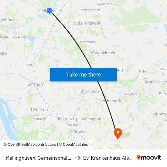 Kellinghusen, Gemeinschaftsschule to Ev. Krankenhaus Alsterdorf map