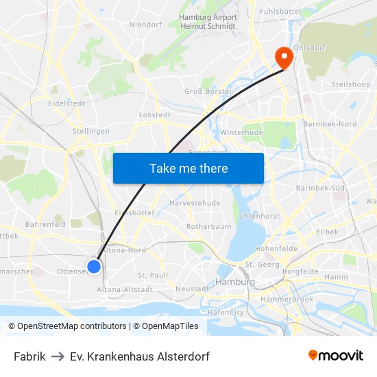 Fabrik to Ev. Krankenhaus Alsterdorf map