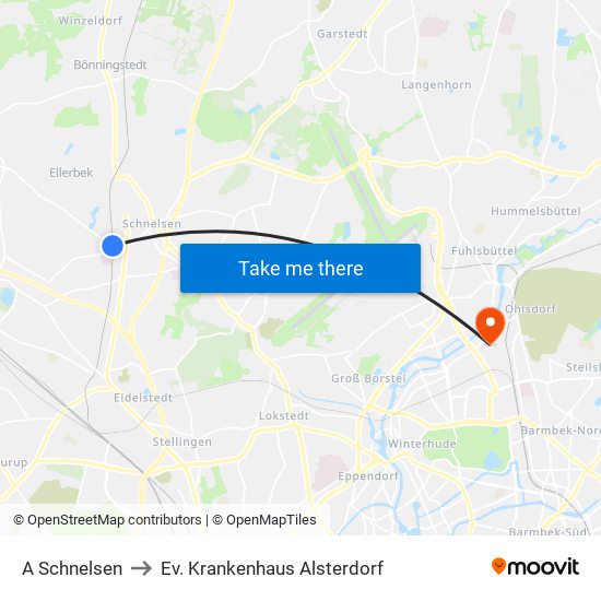 A Schnelsen to Ev. Krankenhaus Alsterdorf map