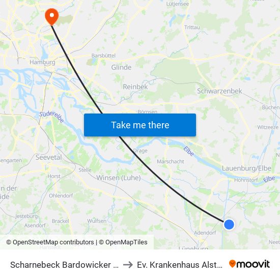 Scharnebeck Bardowicker Straße to Ev. Krankenhaus Alsterdorf map