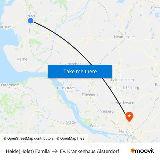 Heide(Holst) Famila to Ev. Krankenhaus Alsterdorf map