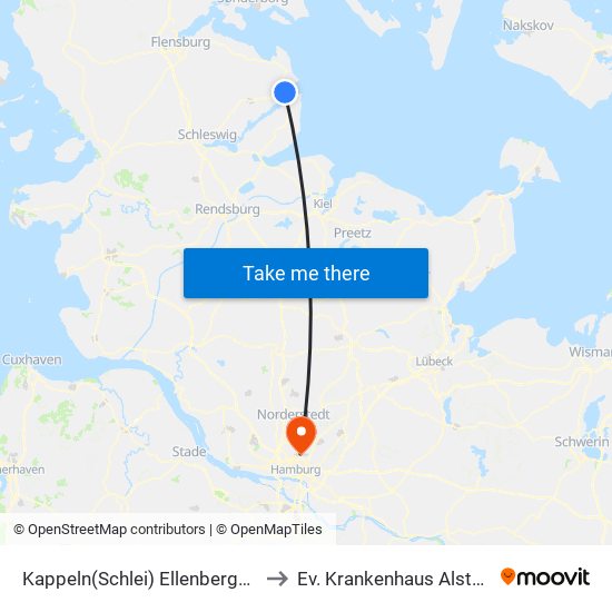 Kappeln(Schlei) Ellenberg/Markt to Ev. Krankenhaus Alsterdorf map